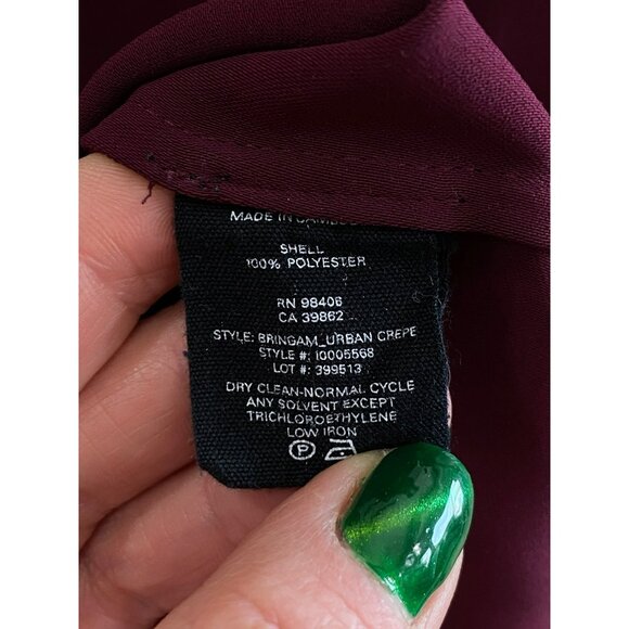 Theory Sleeveless Burgundy Urban Crepe Blouse L 100% Polyester Womens Top - Picture 4 of 8